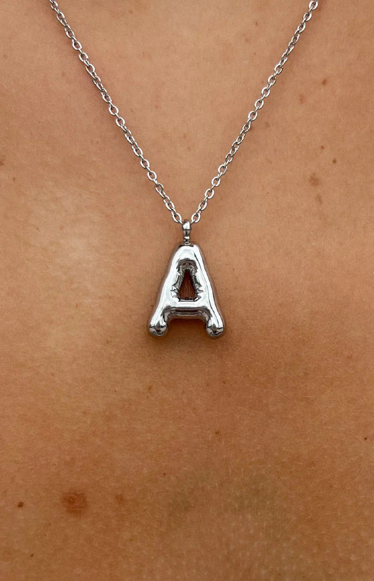 Bubble Bliss Silver Letter Necklace
